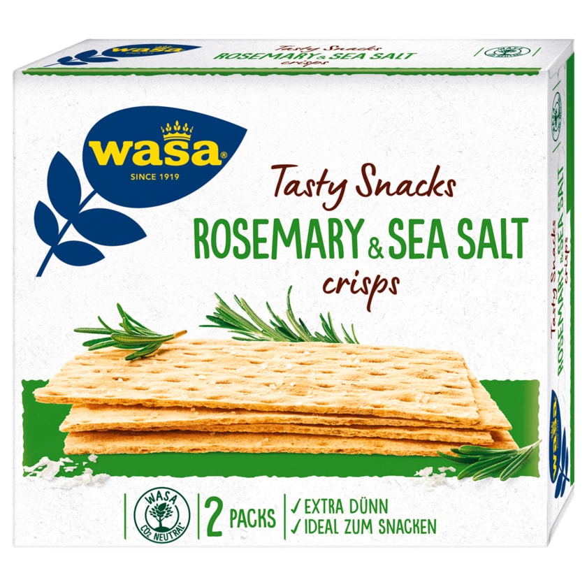 Wasa Knäckebrot Tasty Snacks Rosmarin & Seasalt crisps 190g
